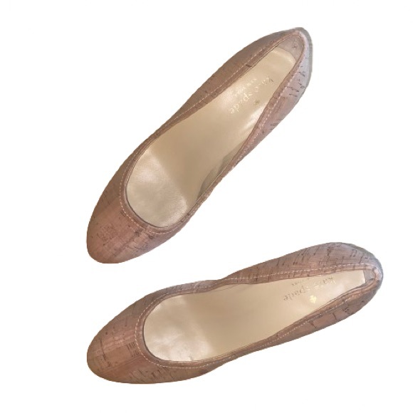 Kate Spade Halle Too Wedges Cork Tan Size 7 Business Office Party Heels - Picture 3 of 9